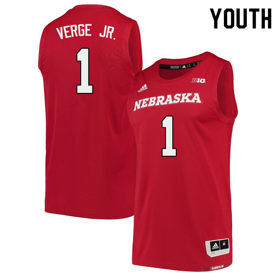 Youth #1 Alonzo Verge Jr. Nebraska Cornhuskers College Basketball Jerseys Sale-Scarlet - Click Image to Close